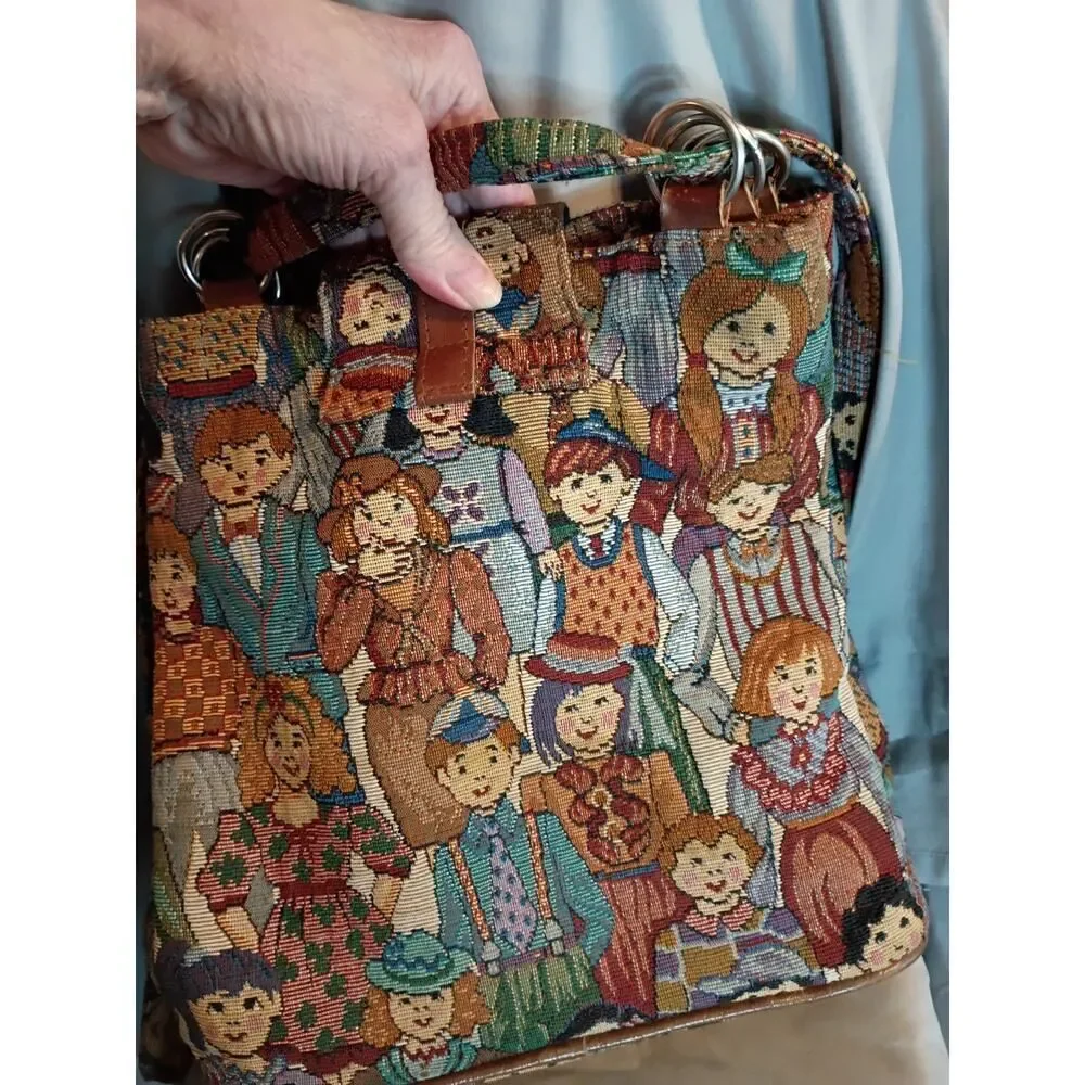 Vintage Children Of The World Jaquard Tapestry Shoulder Bag Unbranded Excellent
